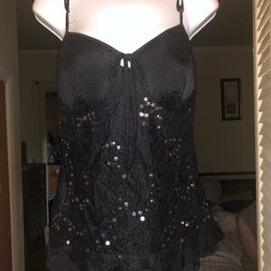 Sequin lace tank top